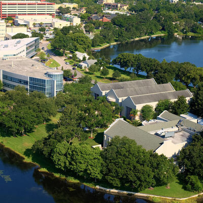 An aerial photo of the AHU campus