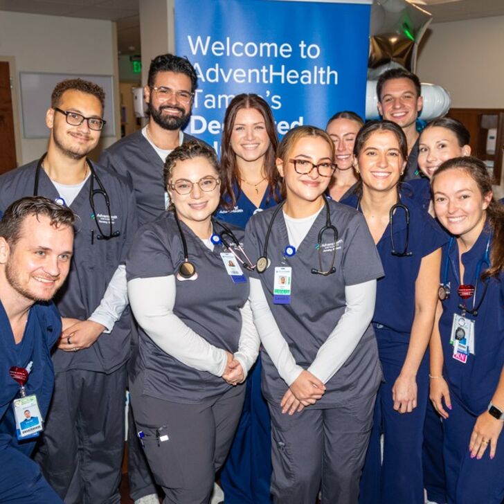AHU Tampa nursing students posing with their nurse preceptors
