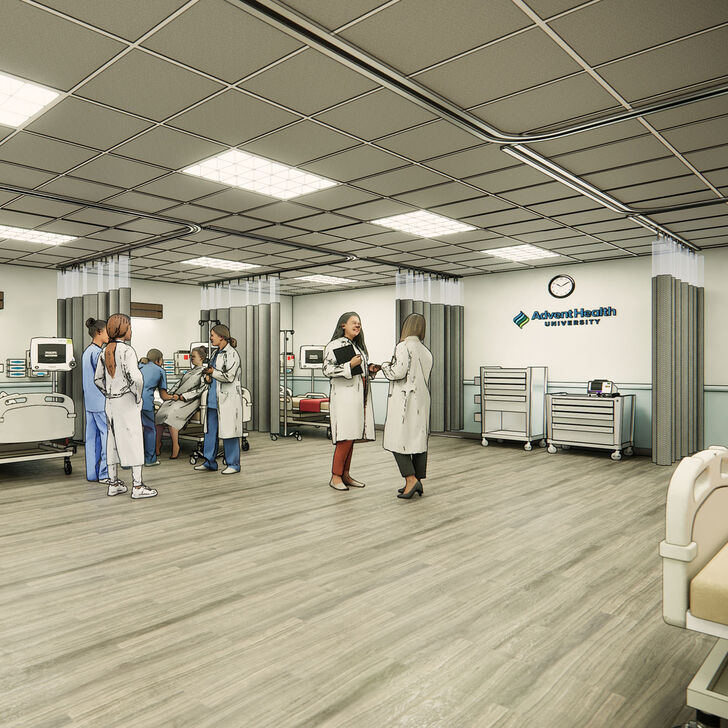 A rendering of the nursing lab at AHU Tampa